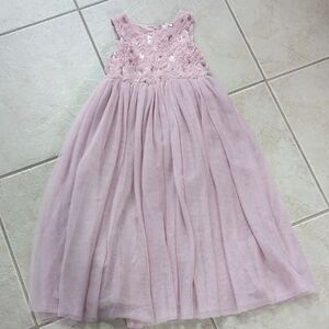 Elegant Pink Rosette And Tulle Kids Dress Girls Size 7
